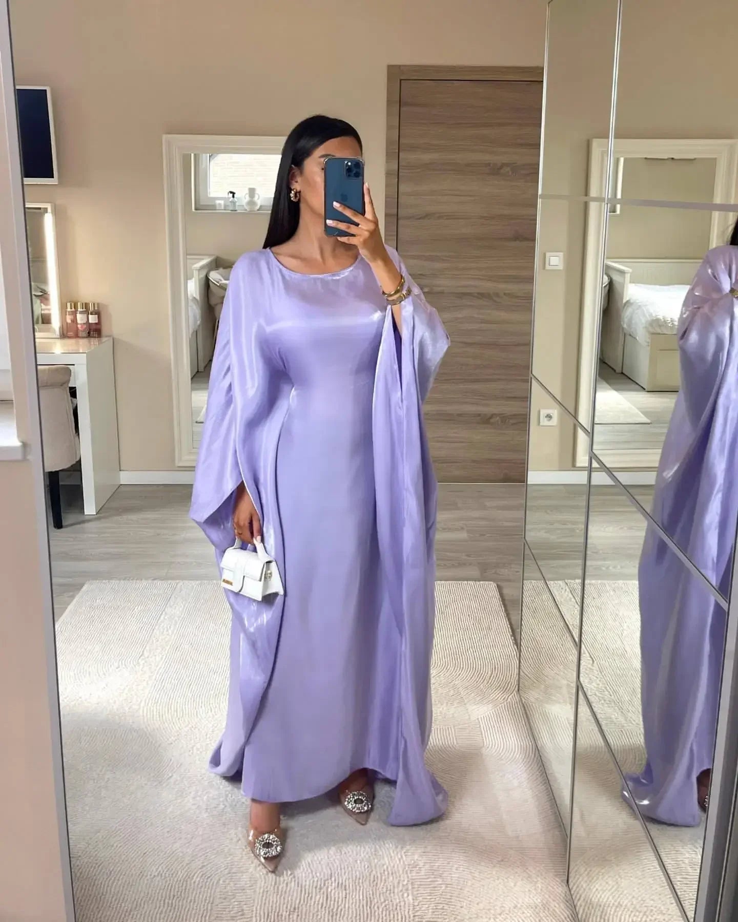 Shiny Butterfly Abaya Inside Belt Muslim Party Long Dress Summer Abayas for Women Dubai Luxury Turkey Islam Clothes Kaftan Robe