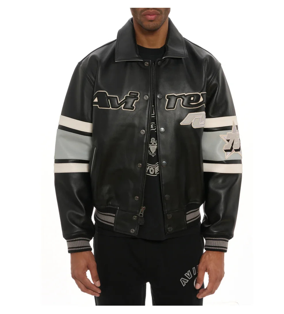 2024 New Listing Avirex Men Thickened Sheepskin Flight Suit Jacket US Size Casual Genuine Leather Leather Jacket Classic Coat