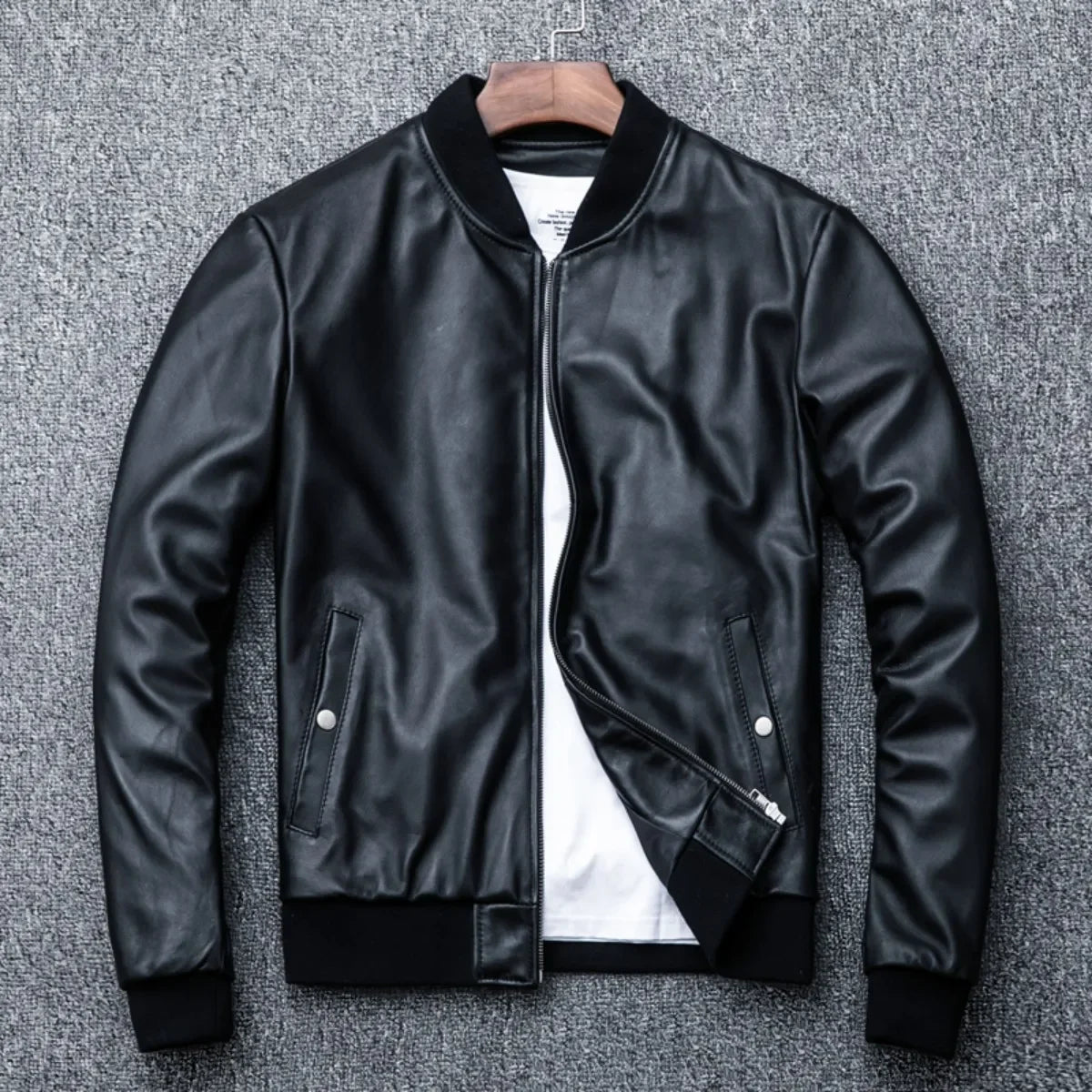 Men's 2025 Sheepskin Motorcycle Jacket – Stand Collar Biker Coat Autumn Winter