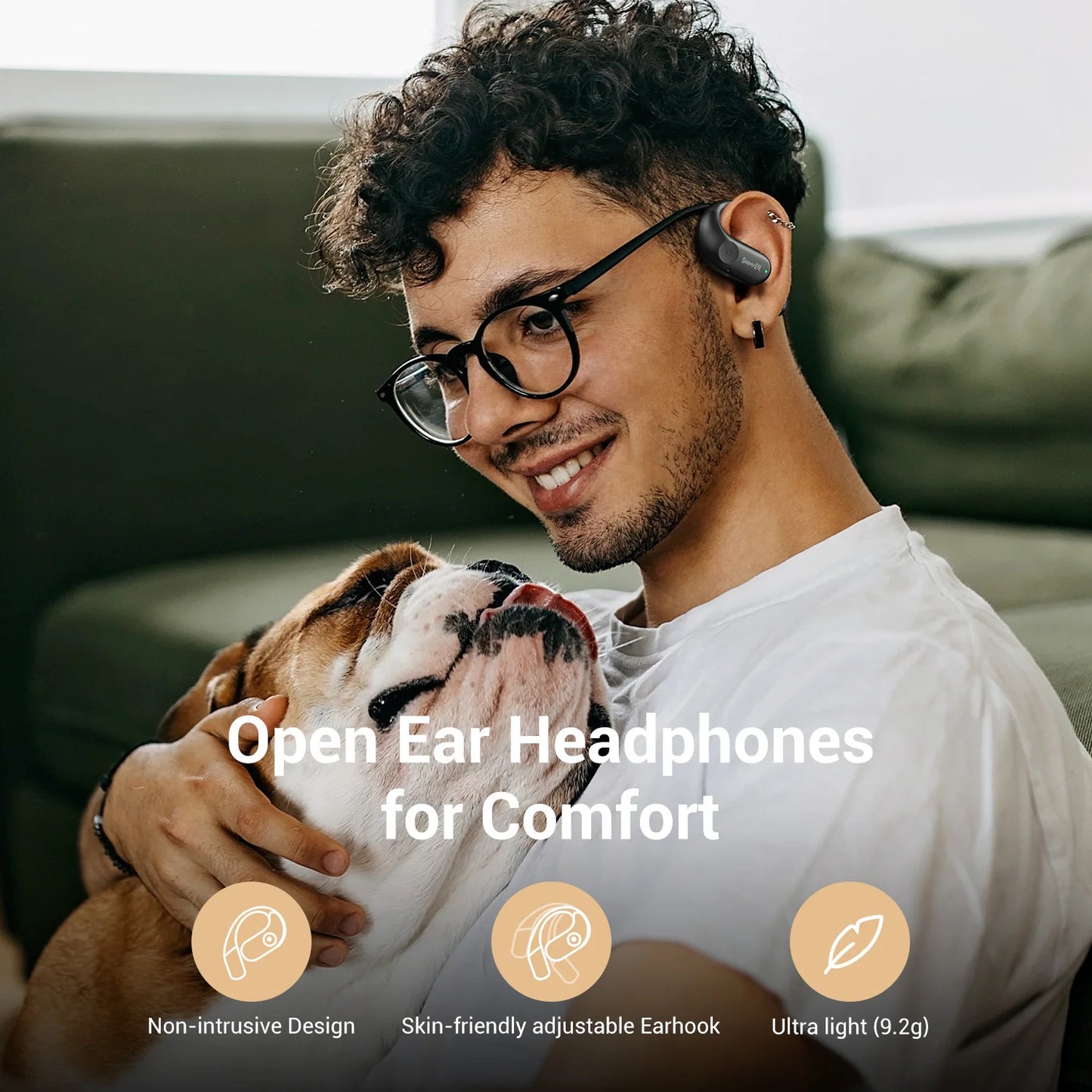 Oneodio SuperEQ 801/802 Wireless Bluetooth Earphones Open Ear Headphones With LED Display Screen Ear Hook Air Conduction Earbuds
