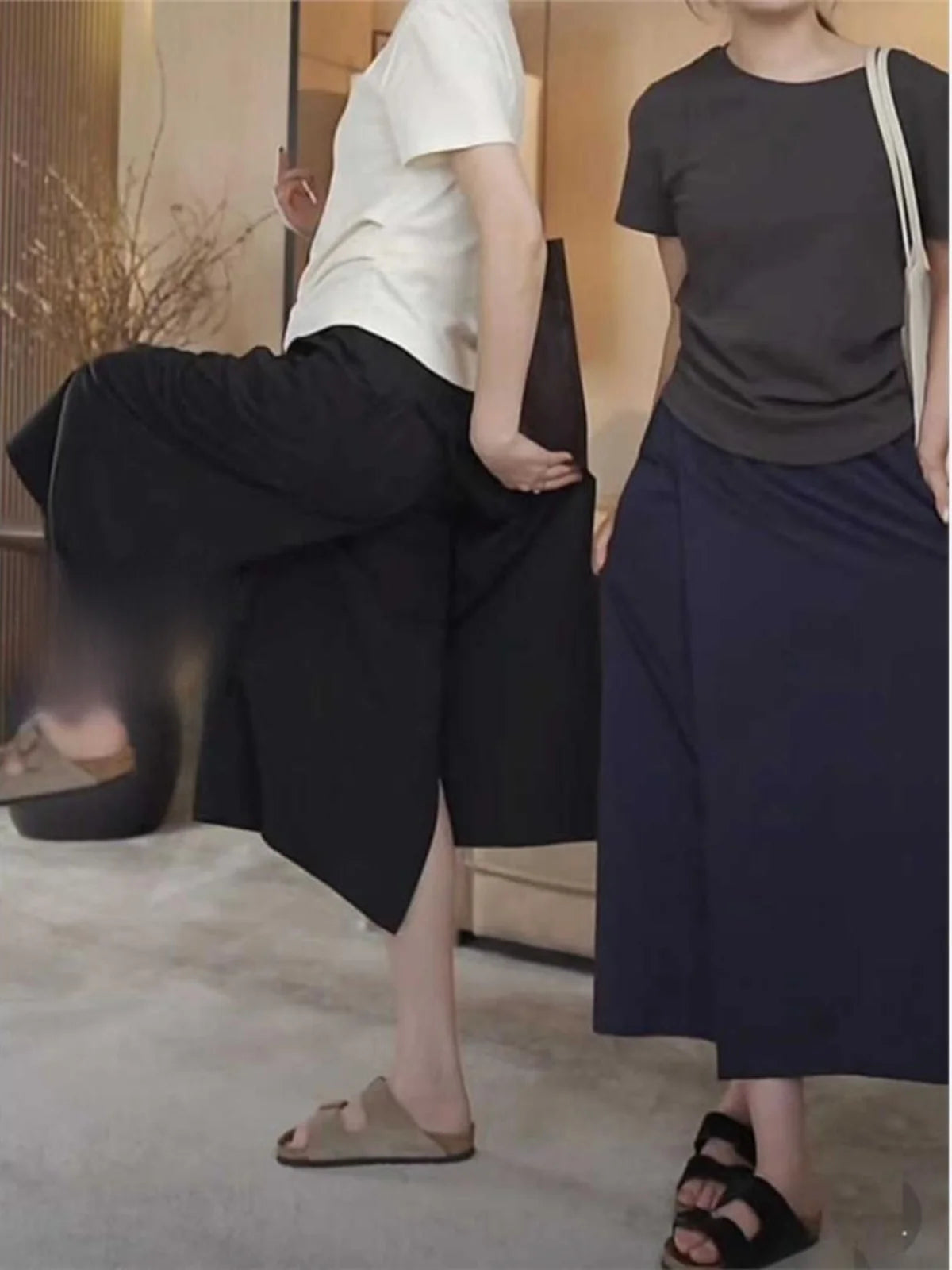 High Waist Wide Leg Pants Skirt Casual Loose plus Size Summer Trendy Slimming A-Line Skirt Commute Sle Eighteen Pants
