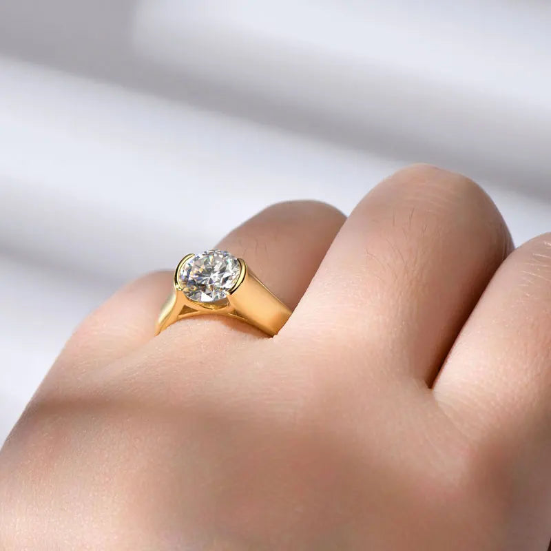 Lnngy Certified 8mm 2ct Moissanite Solitiare Ring For Women Original 925 Sterling Silver Wedding Rings With GRA Certificate