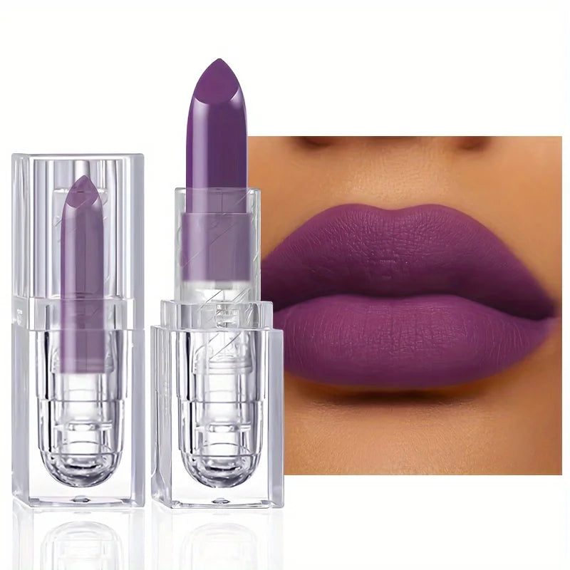 Matte Purple Lip Gloss Moisturizing Matte Glamor Non-stick Cup High Pigmented Lipsticks For Cosplay Party Makeup Cosmetics