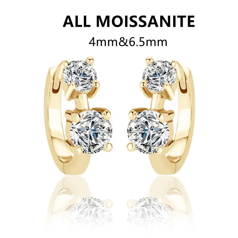 Lnngy 6.5mm Moissanite Earrings With Certificate Brinco Prata 925 Sterling Silver Hoop Earring For Women Korean Ear Jewerly