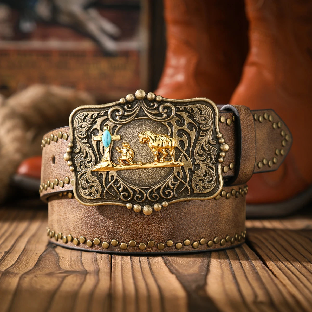 A casual and retro belt, a waist accessory for Western-style clothing, metal buckle, PU belt, suitable for both men and women