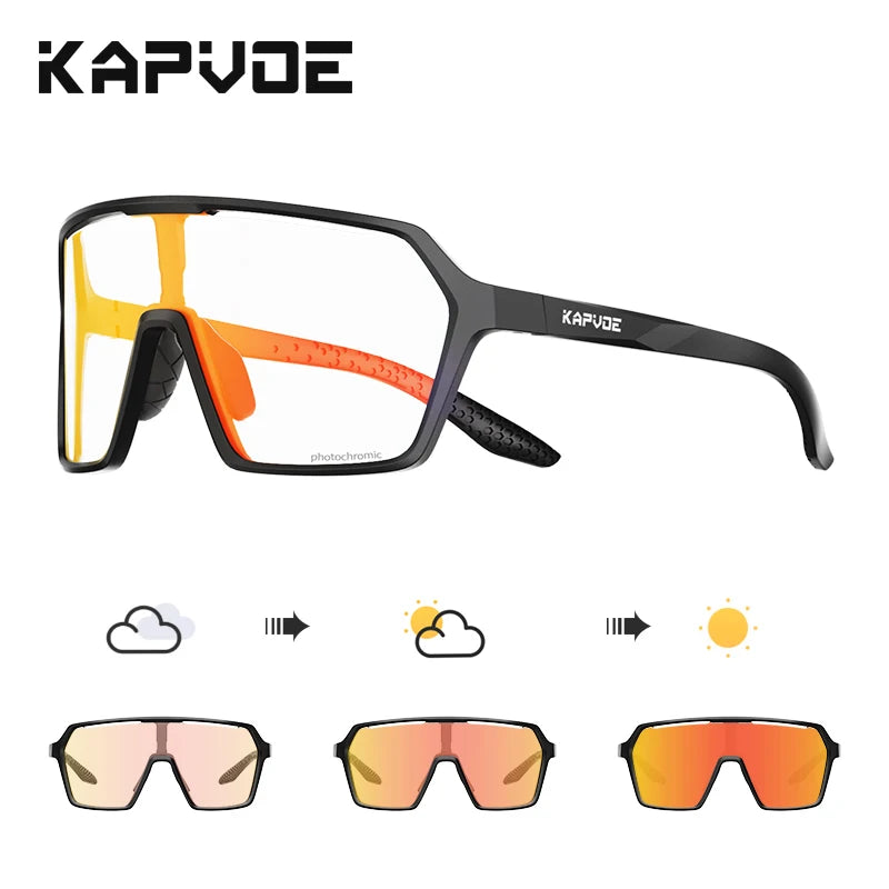 Kapvoe Photochromic Cycling Glasses Baseball Sunglasses UV400 MTB Mountain Bike Transition Bicycle for Women Sports Eyewear