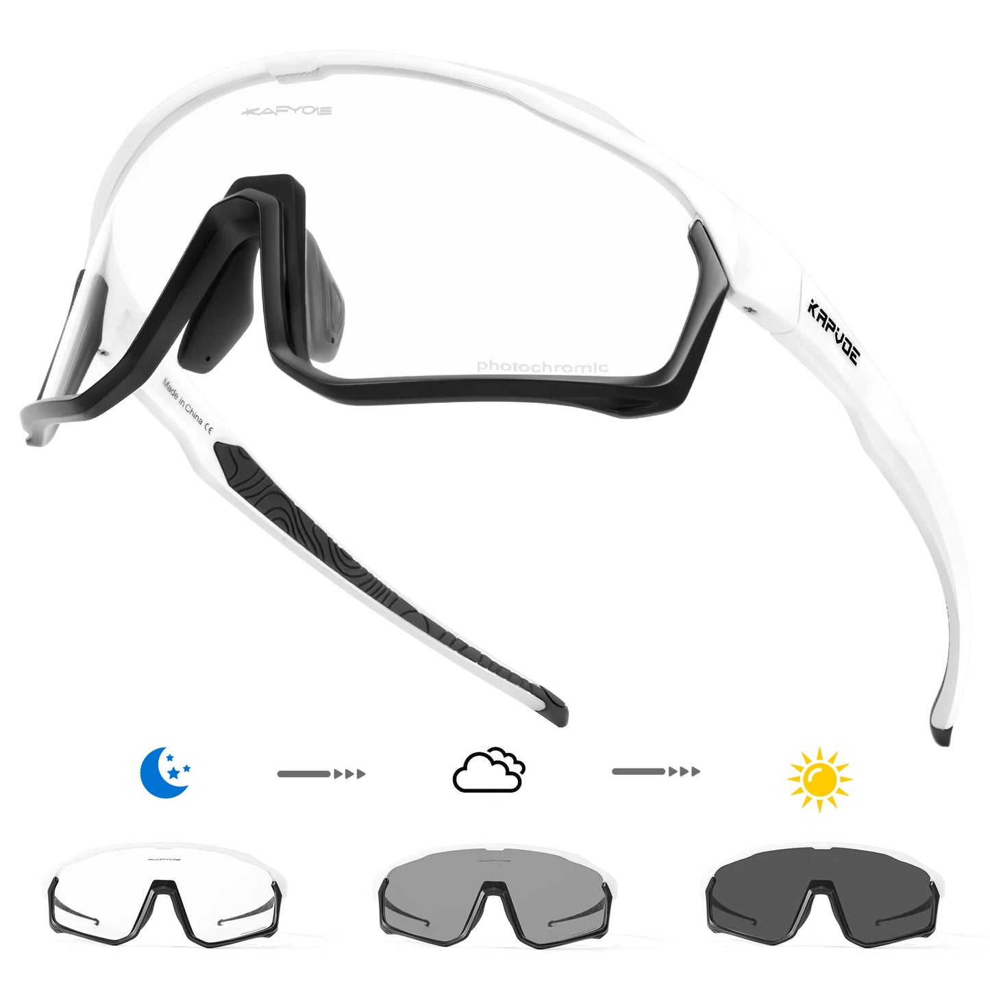 Kapvoe Photochromic Cycling Sunglasses for Men Women Bike Glasses Riding Driving UV400 Mountain Bicycle Goggles Eyewear Sports