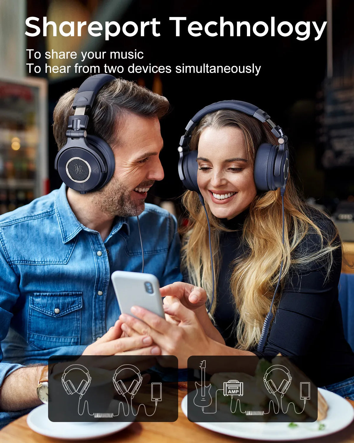 Oneodio Monitor 60 Wired Headphones Professional Studio Headphones Stereo Over Ear Headset With Hi-Res Audio Microphone For DJ