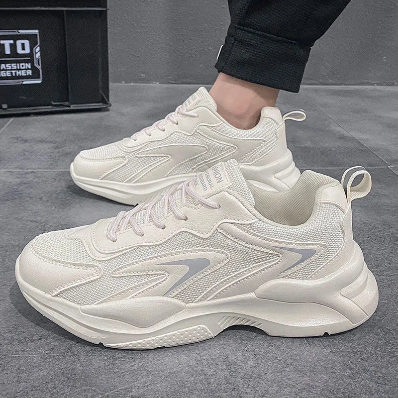 Men's Chunky Dad Shoes: 2025 Summer Breathable Running Sneakers with Thick Soles for Students