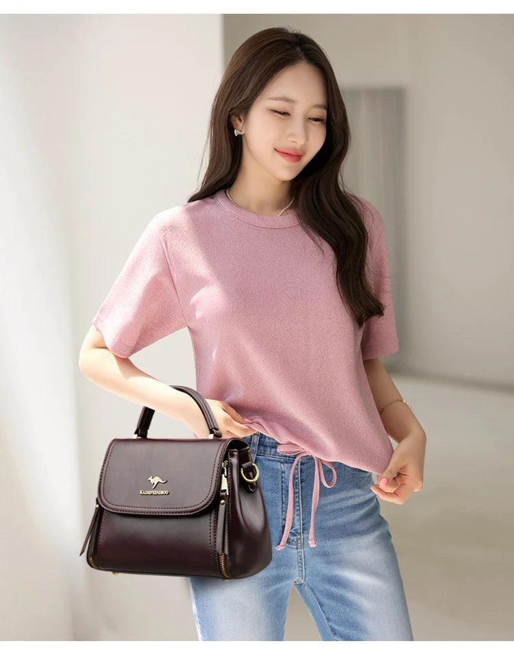 High Quality Soft Leather Tote Bag Fashion New Solid Ladies Purses and Handbags Large Capacity Shoulder Croosbody Bag for Women