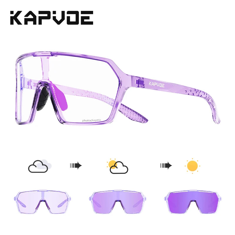 Kapvoe Photochromic Cycling Glasses Baseball Sunglasses UV400 MTB Mountain Bike Transition Bicycle for Women Sports Eyewear