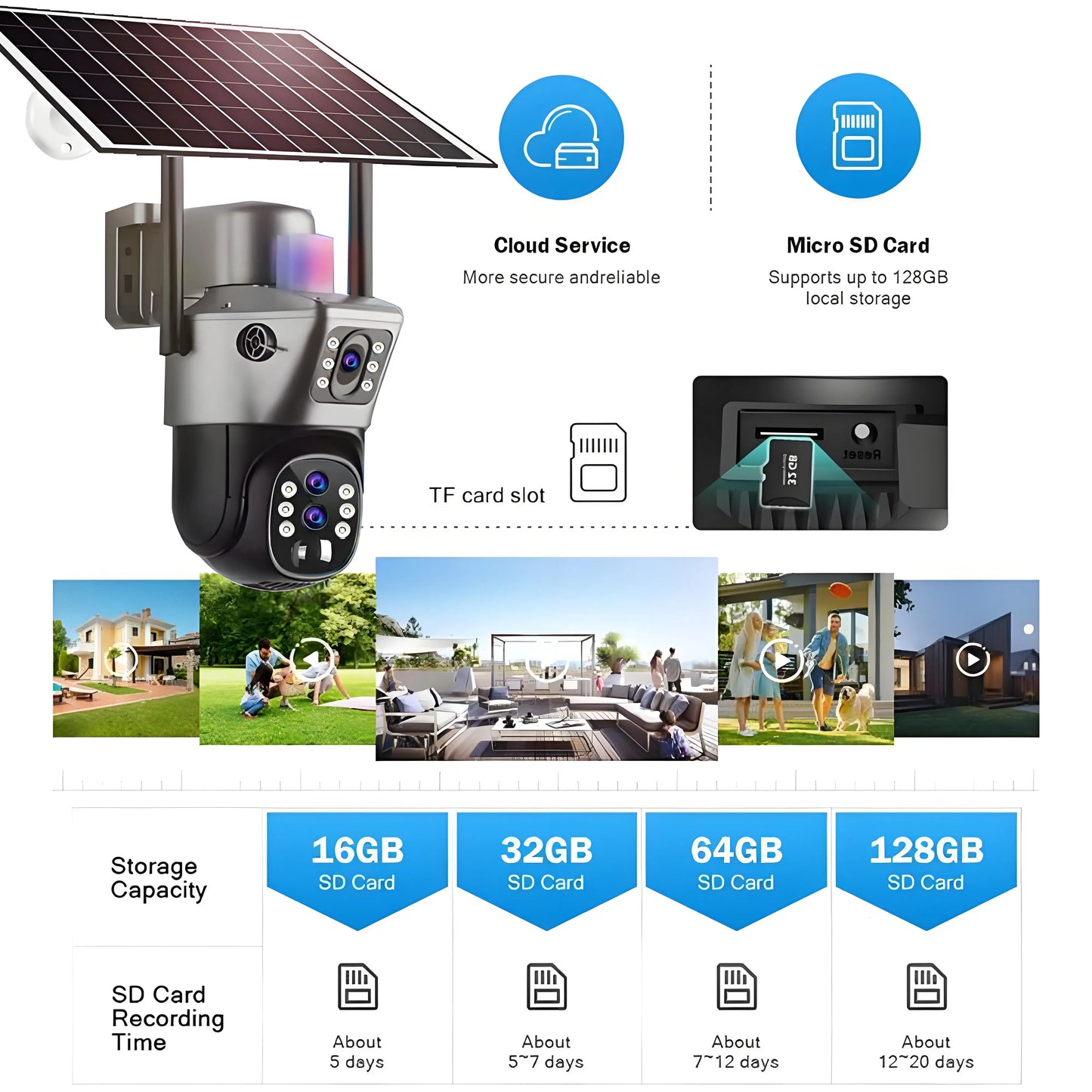 Solar Outdoor Surveillance Camera 4G Sim 6K 12MP Three Lens 10 Digital Zoom Wireless Cctv PTZ IP66 Security Solar Panel Cameras