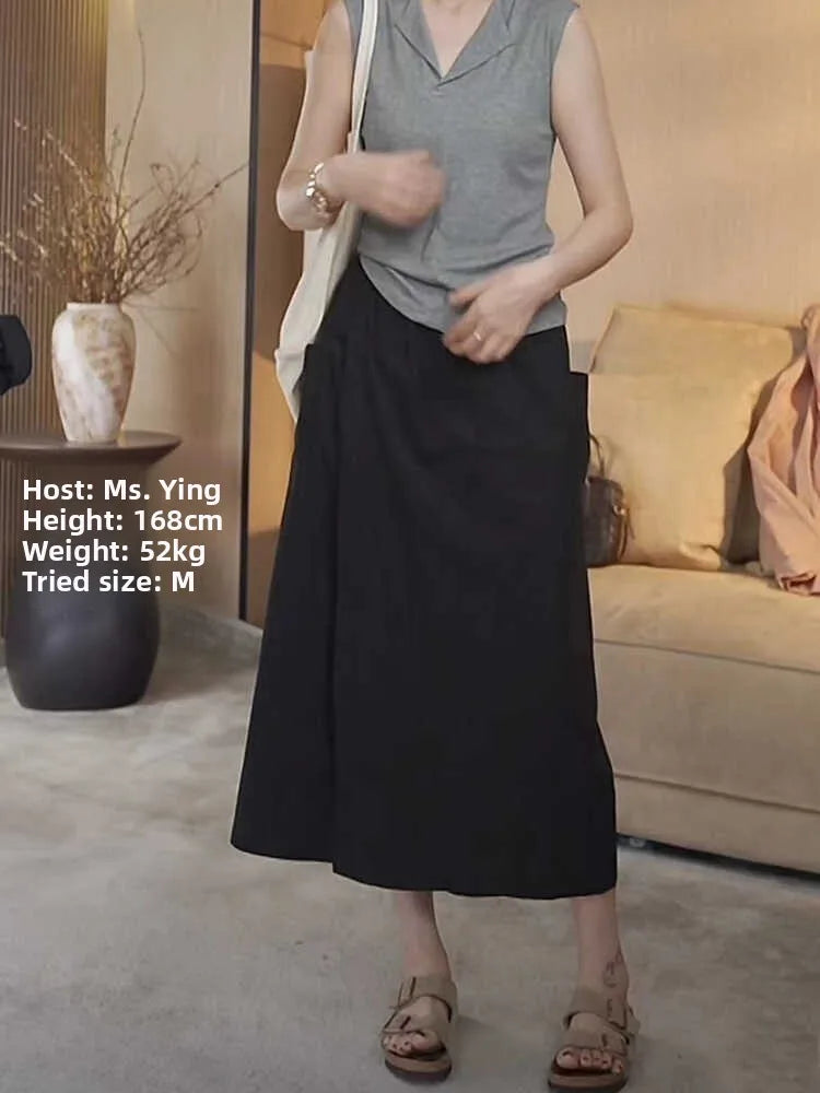 High Waist Wide Leg Pants Skirt Casual Loose plus Size Summer Trendy Slimming A-Line Skirt Commute Sle Eighteen Pants