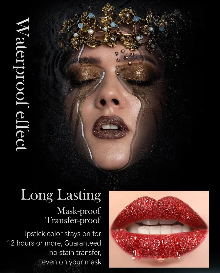 MLSMILE Multi-Color Non-stick Cup Matte Lipstick Flash Lasting Easy Color Diamond Lipstick Dark Halloween Look