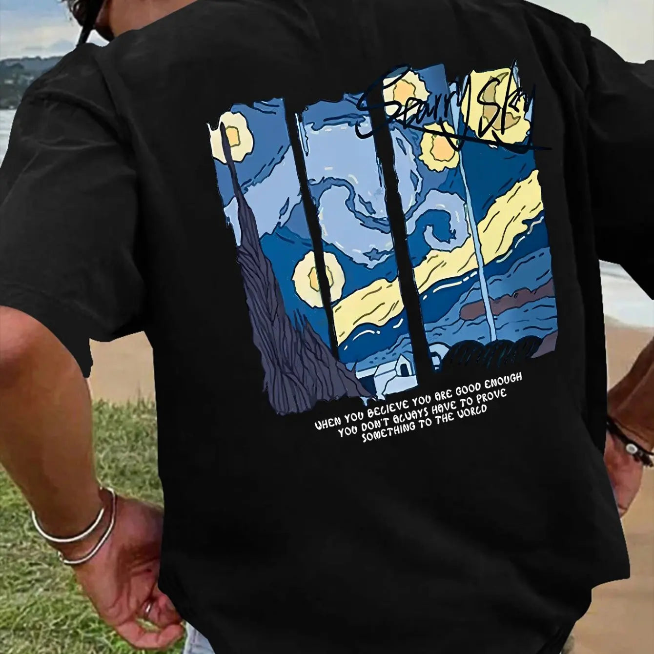 Men’s Summer 100% Cotton Casual T-Shirt Oil Painting Print | Loose Fit | Breathable Comfort