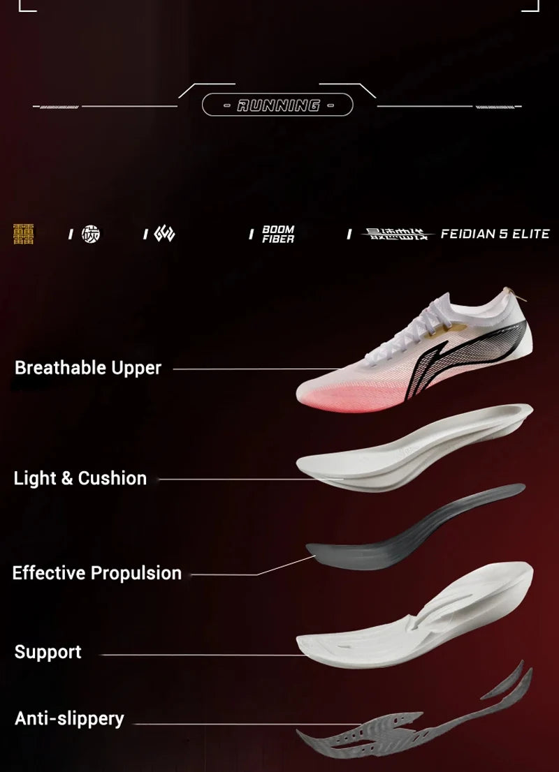 FEIDIAN 5 ELITE Racing Running Shoes – SUPER BOOM Cushioning & Carbon-Fiber Plate