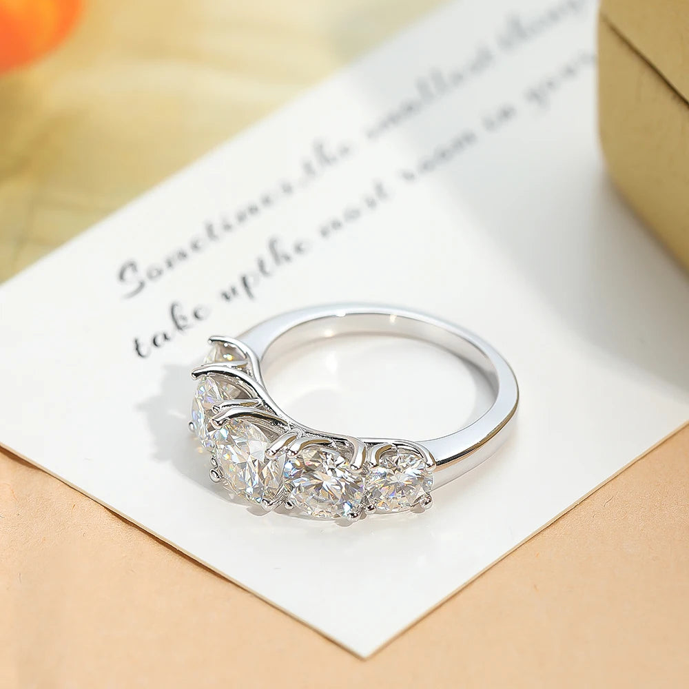 925 Sterling Silver 3.6 Carat Moissanite Ring – 18K White Gold Color Finish