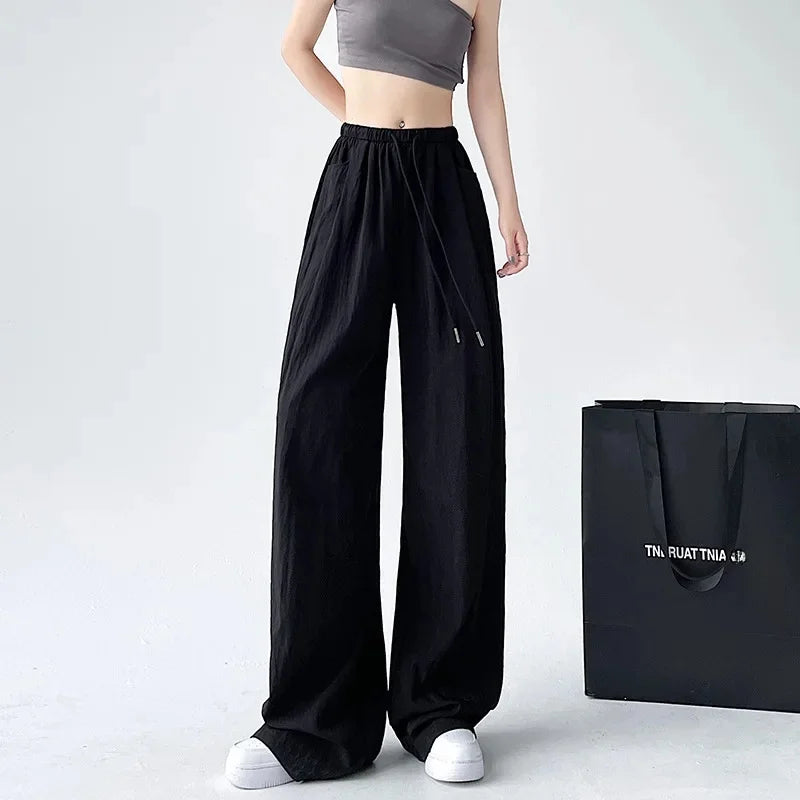 Ice Silk Wide Leg Pants Women Summer Thin Loose Casual Sun Protection Straight Leg Yamamoto Pants Lazy Dragging Pants