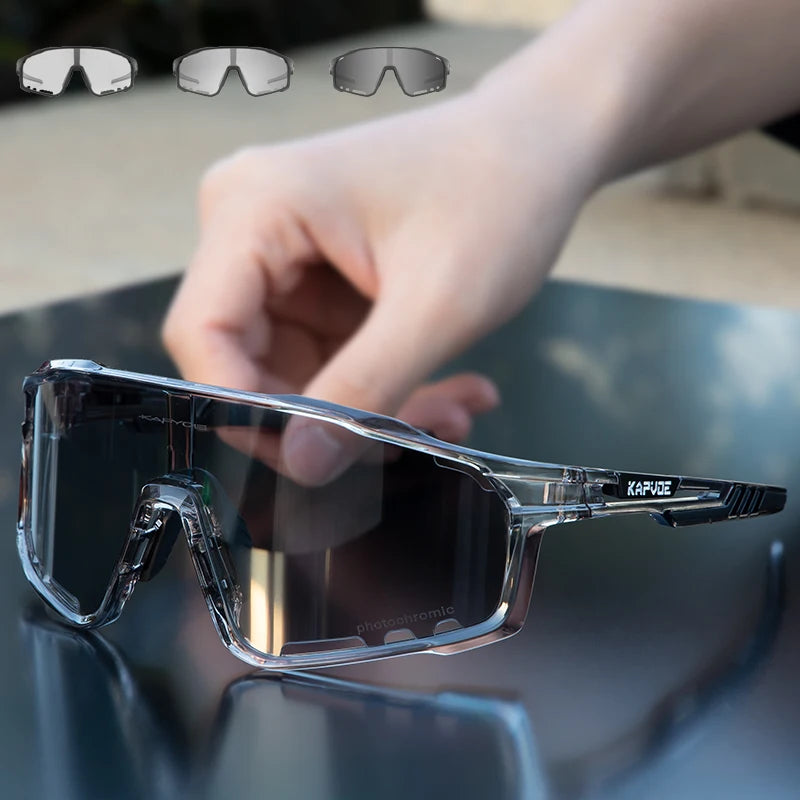 Kapvoe Outdoor Photochromic Sunglasses Anti-fog Cycling Glasses Bike Bicycle Men Women Sports Hiking MTB UV400 Anti-fog Goggles