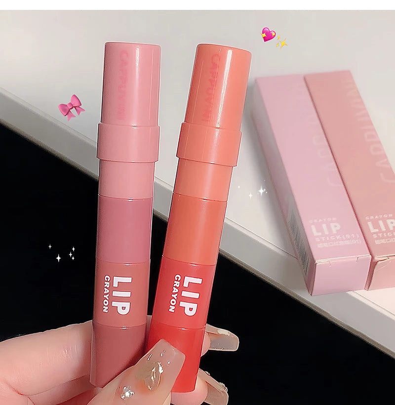 Mini Lipstick Set Matte 4 Colors Lipstick Combination 4 Sections Velvet Grapefruit Red Lip Pigment Non-stick Cup Lip Gloss kit