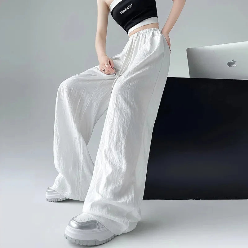 Ice Silk Wide Leg Pants Women Summer Thin Loose Casual Sun Protection Straight Leg Yamamoto Pants Lazy Dragging Pants