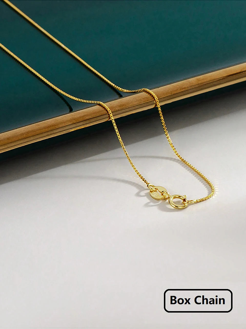 GRA 18K Gold Minimalist Box Snake Chain Necklace for Women Gift 40cm 45cm Choker Real 925 Sterling Silver Fashion Fine Jewelry