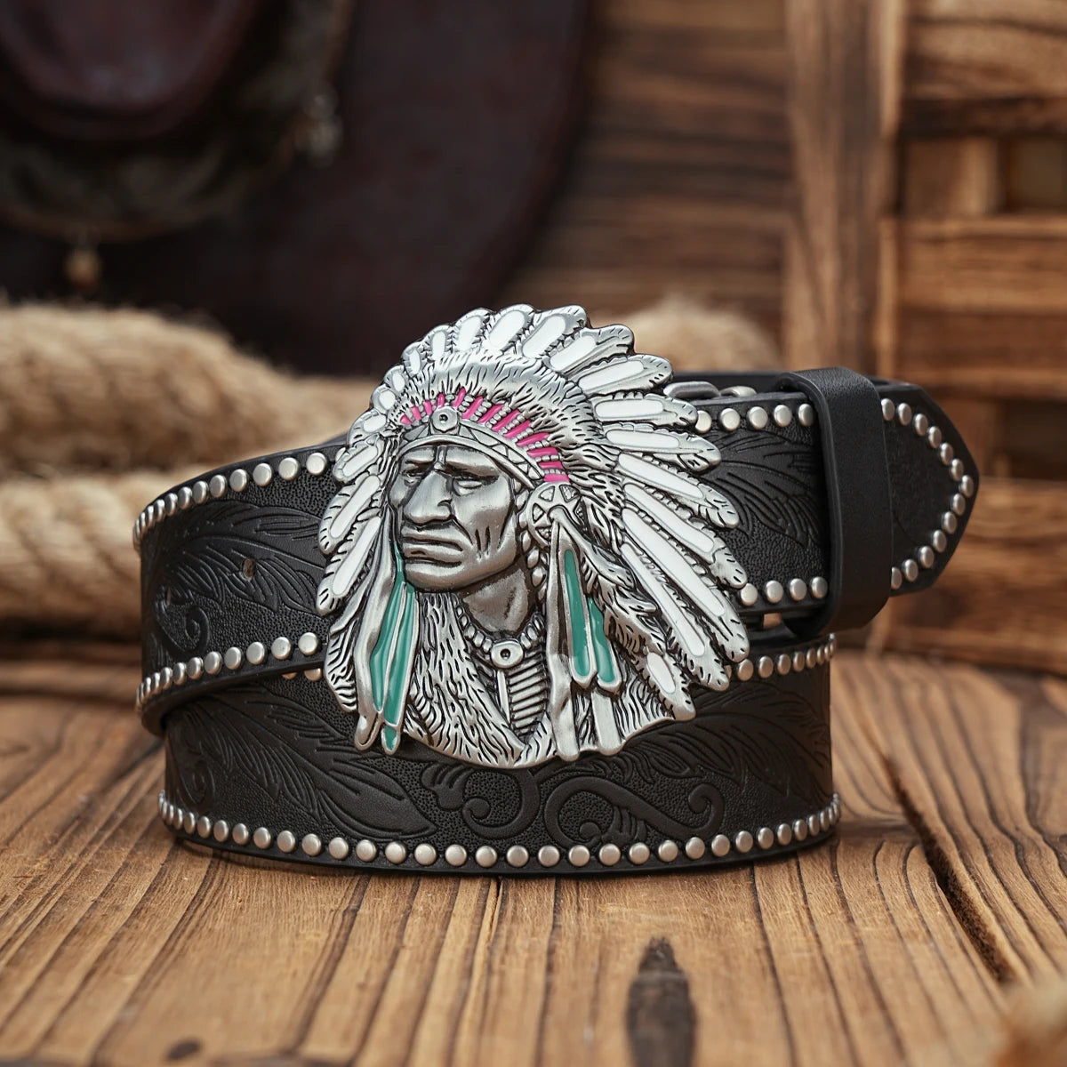 A casual, individual and retro belt, Western-style clothing accessory, metal buckle, PU belt, suitable for both men and women