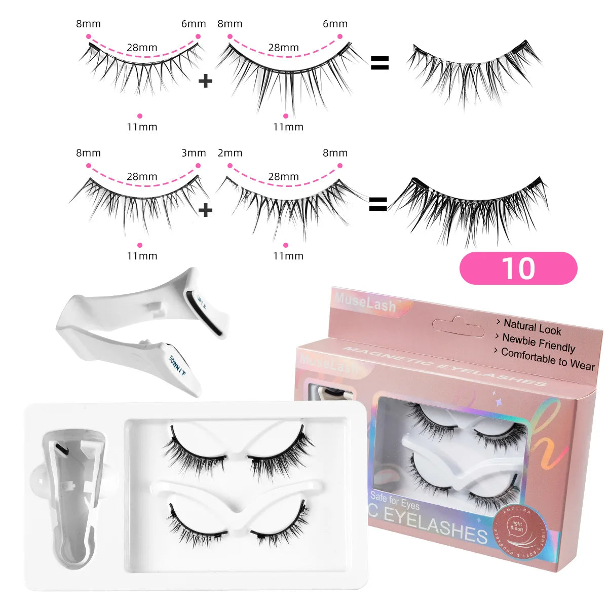 Magnetic False Eyelashes No Glue Needed - 3D Mink Eye Lashes Dramatic & Natural Look, Reusable Strip Lash Set