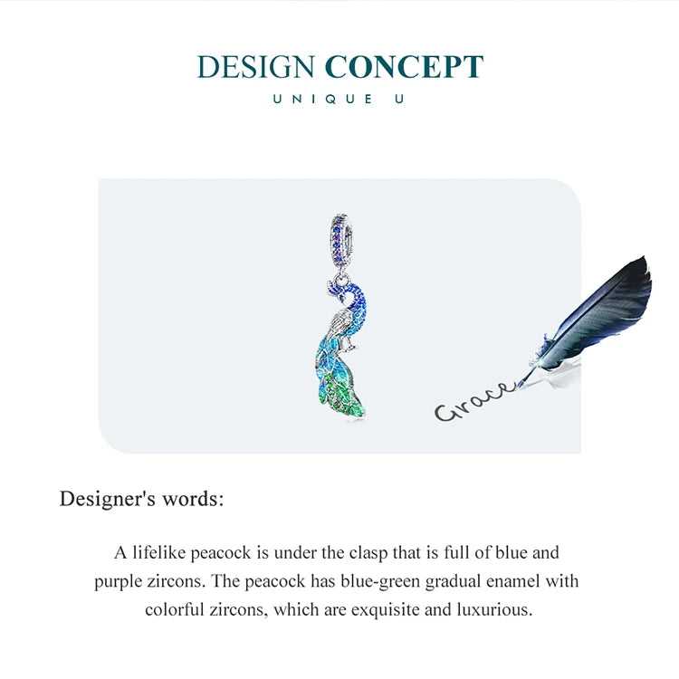 Bamoer 925 Sterling Silver Phoenix Pendant Dragon Charms Enamel Process Plated Platinuma Fit Women DIY Bracelet Fine Jewelry