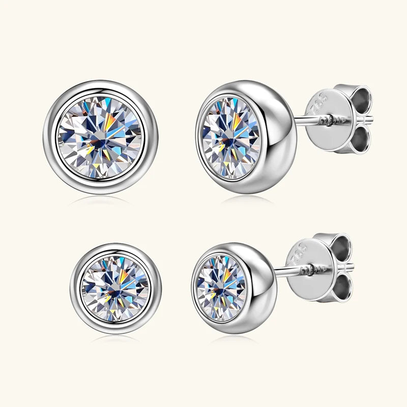 Lnngy GRA Certified 5mm/6.5mm Moissanite Earring 925 Sterling Silver Round Bubble Stud Earrings for Women Daily Jewelry Gift