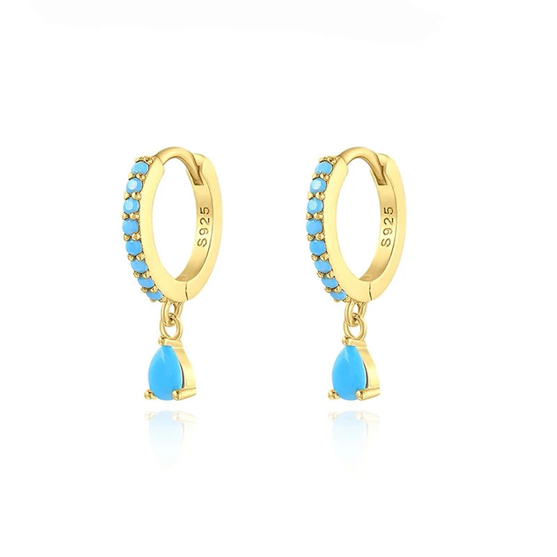 GRA 18K Gold Zircon Water Droplets Hoop Earrings for Women Real 925 Sterling Silver Original High Quality Party Fine Jewelry