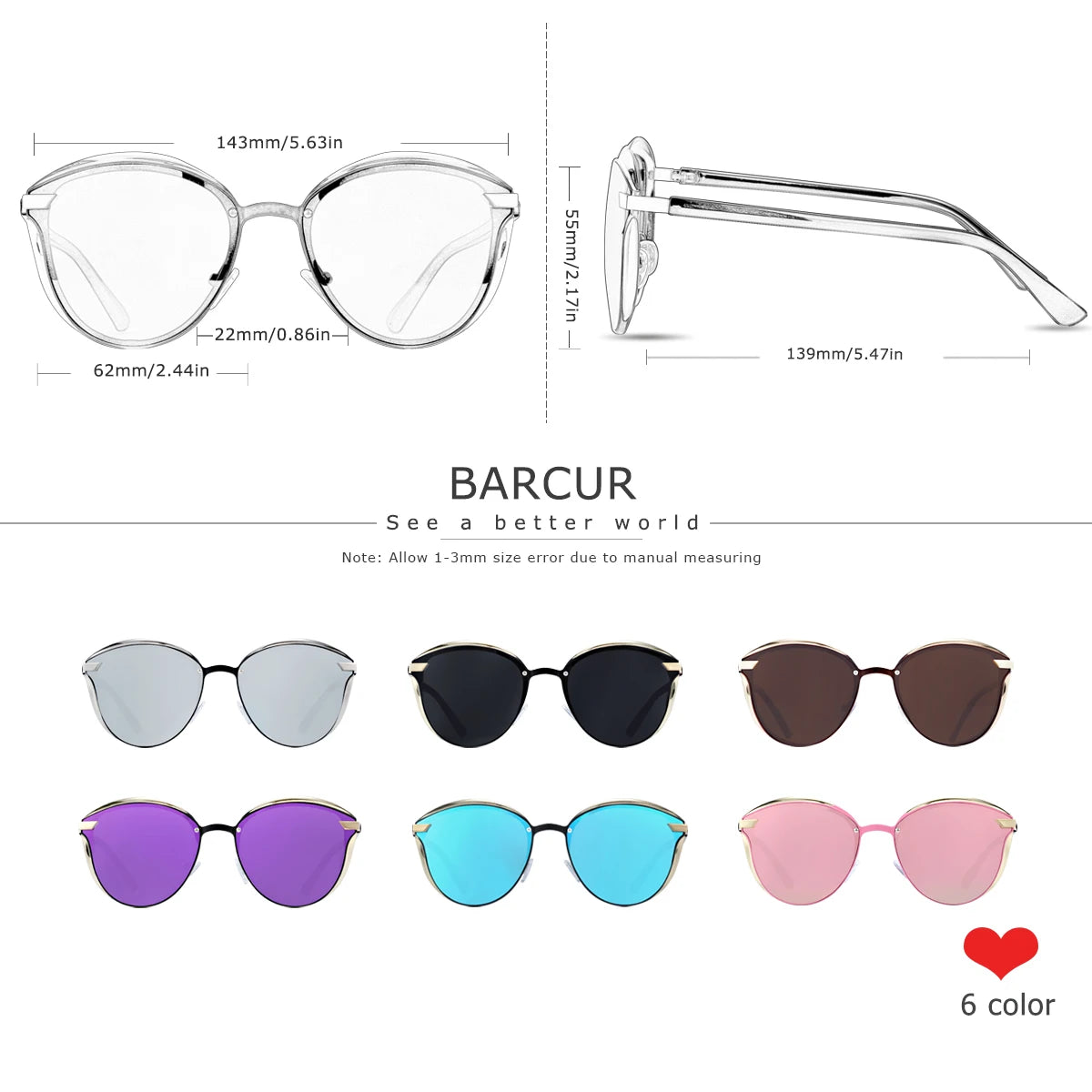 BARCUR Luxury Brand Delicate Fantasy Rimless Cat Eye Polarized Sunglasses Casual Party Vacation Travel UVA*B Women Sunglasses