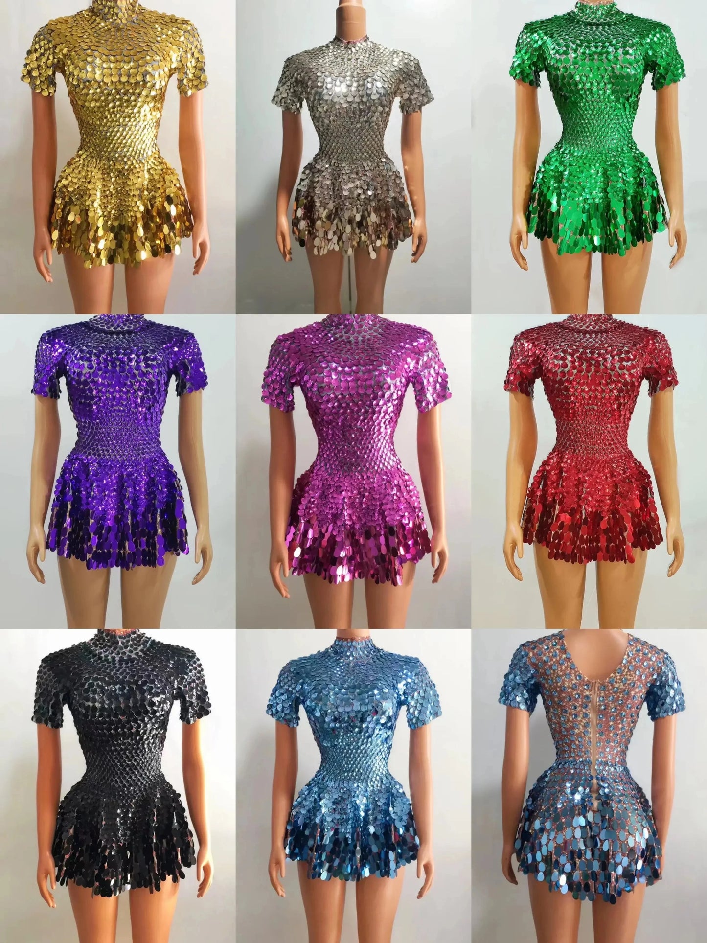 Sexy Black Shell Sequins Mini Dress – Stage, Club & Birthday Performance Wear