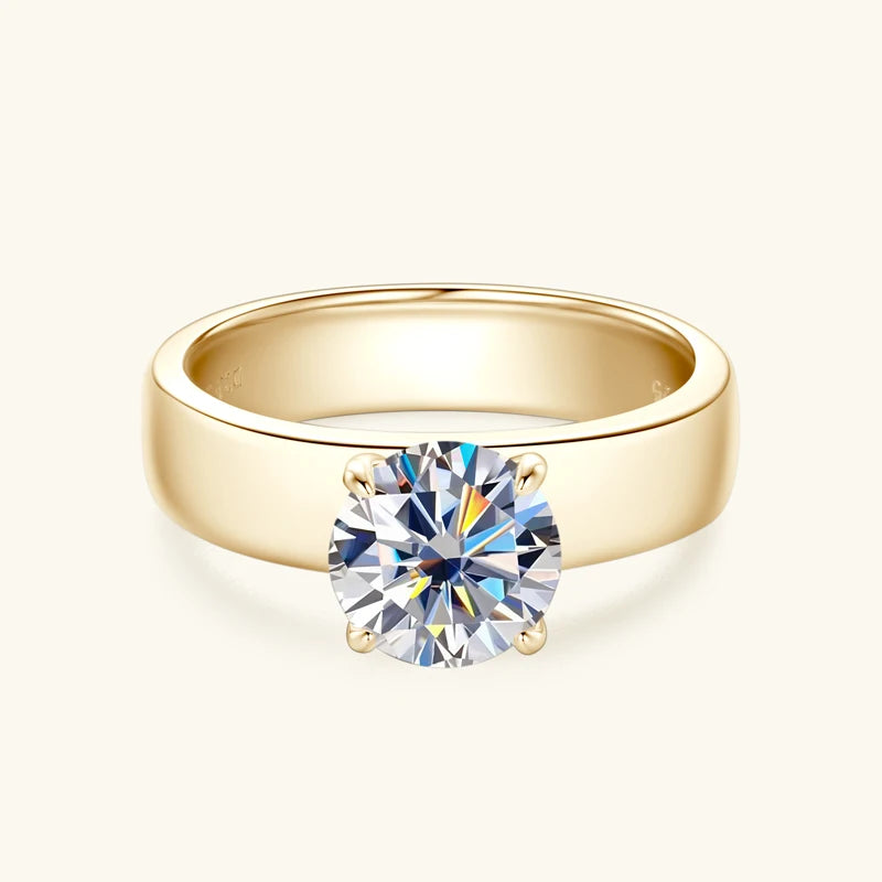 Lnngy 8mm Moissanite Solitaire Ring Certified 925 Sterling Silver Wide Chunky Rings For Women Girls Wedding Party Jewelry Gift
