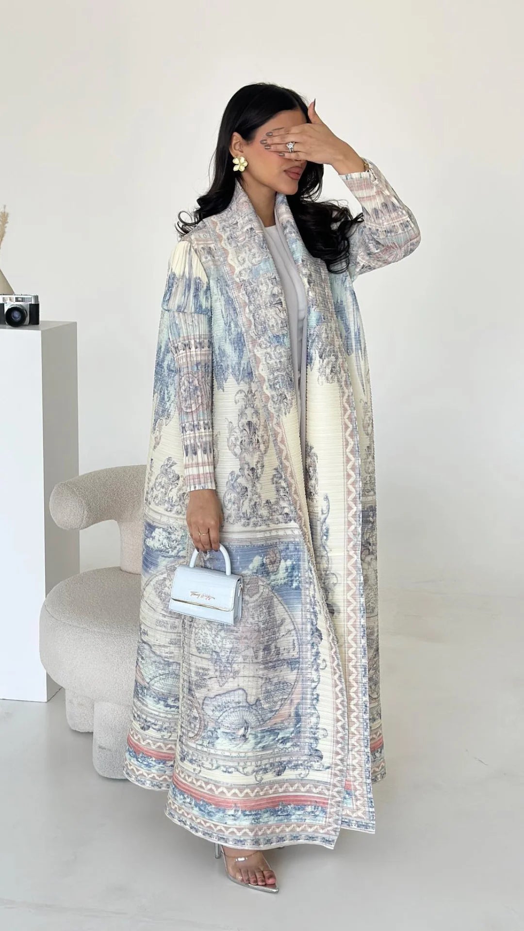 Dubai Abaya Luxury Evening Coat – Pleated Formal Cardigan Robe for Women