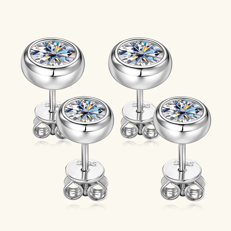 Lnngy GRA Certified 5mm/6.5mm Moissanite Earring 925 Sterling Silver Round Bubble Stud Earrings for Women Daily Jewelry Gift