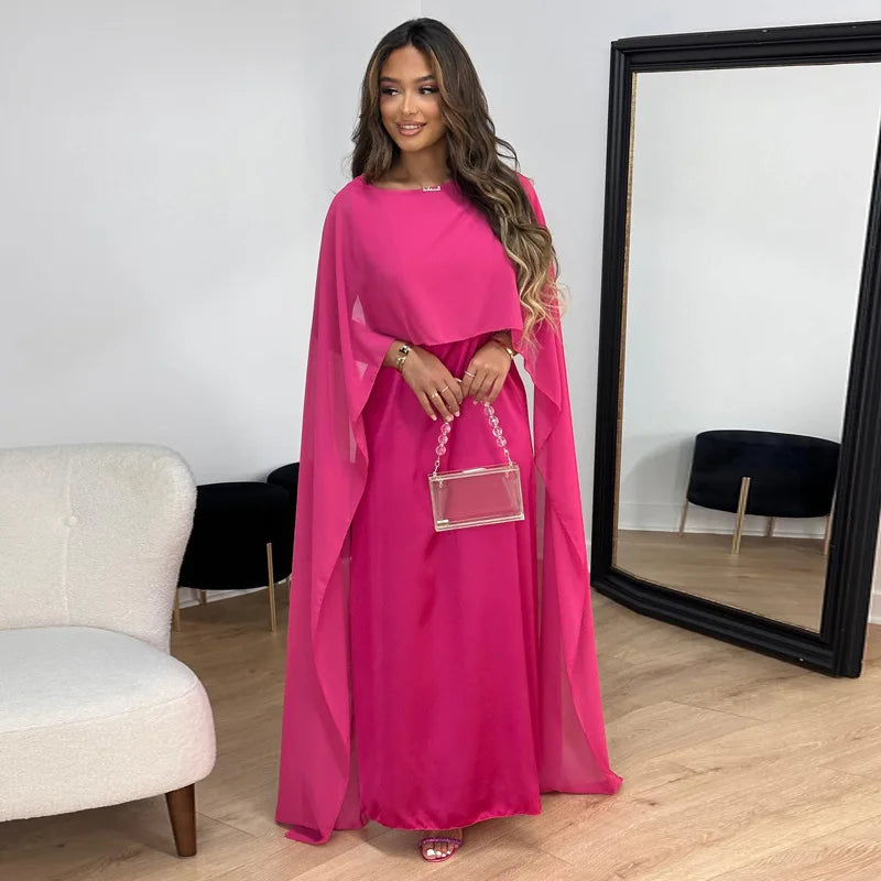 Women Dress Long Dresses Solid Round Neck Full Sleeve Casual Regular Loose Fit Elegant Splice High Waist Vestidos