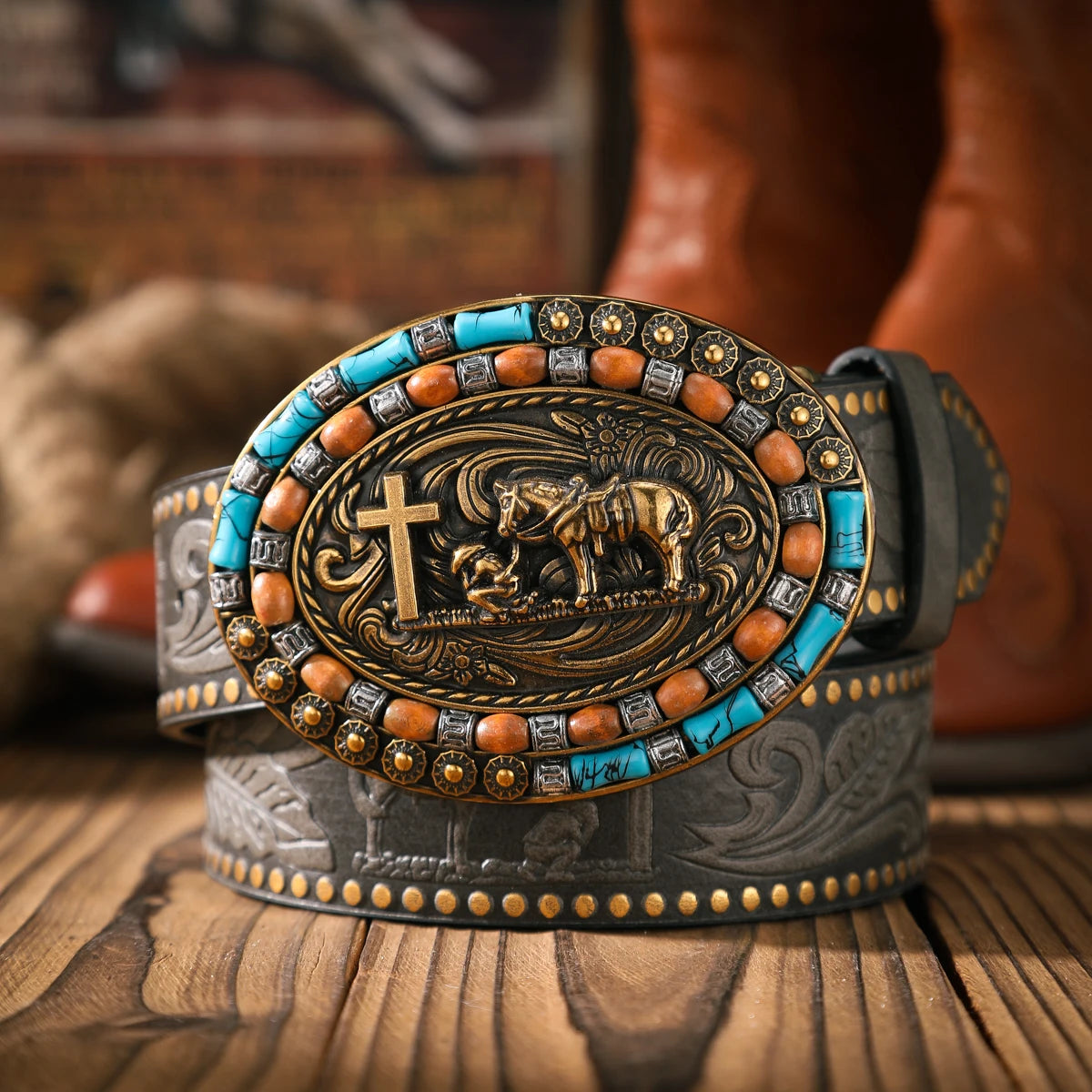 A casual and retro belt, a waist accessory for Western-style clothing, metal buckle, PU belt, suitable for both men and women