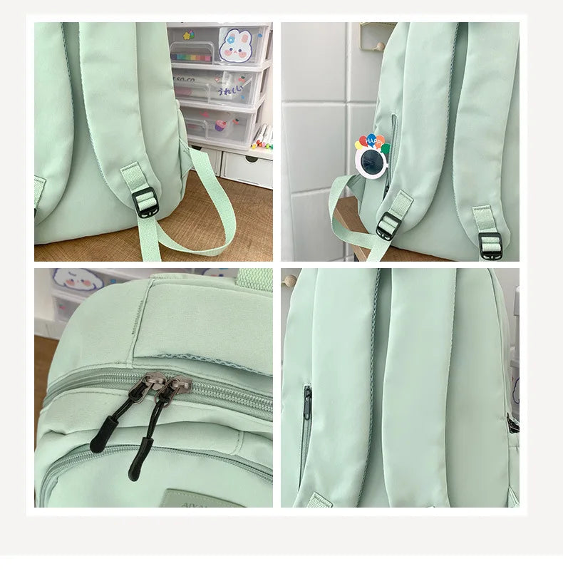 Student Japanese large-capacity backpack Girl simple and versatile backpack Unisex polyester material Doll decoration