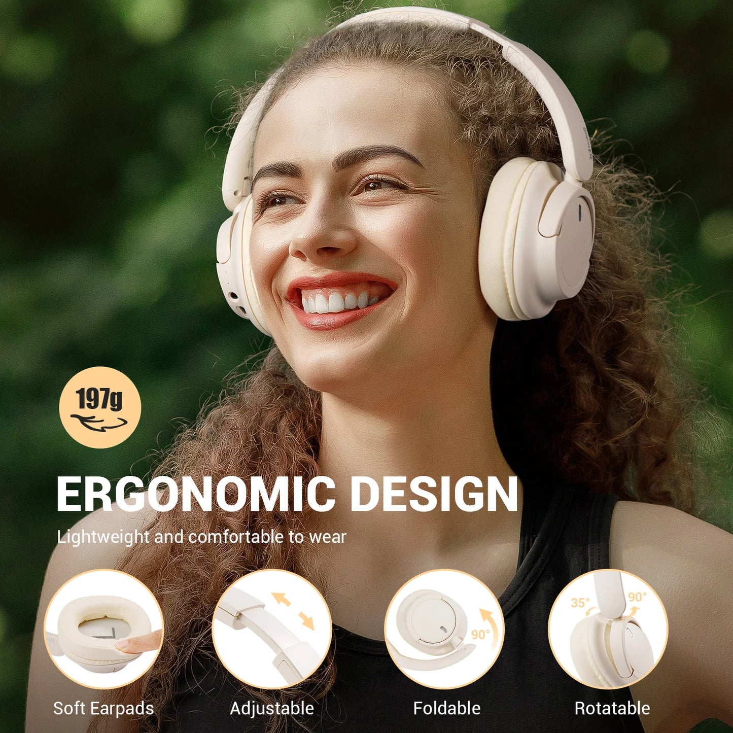 Oneodio SuperEQ V16 Wireless Headphones Bluetooth 5.3 Over Ear Headset With Mic Bass/Pop Mode Hi-Res Foldable Headphones 90H