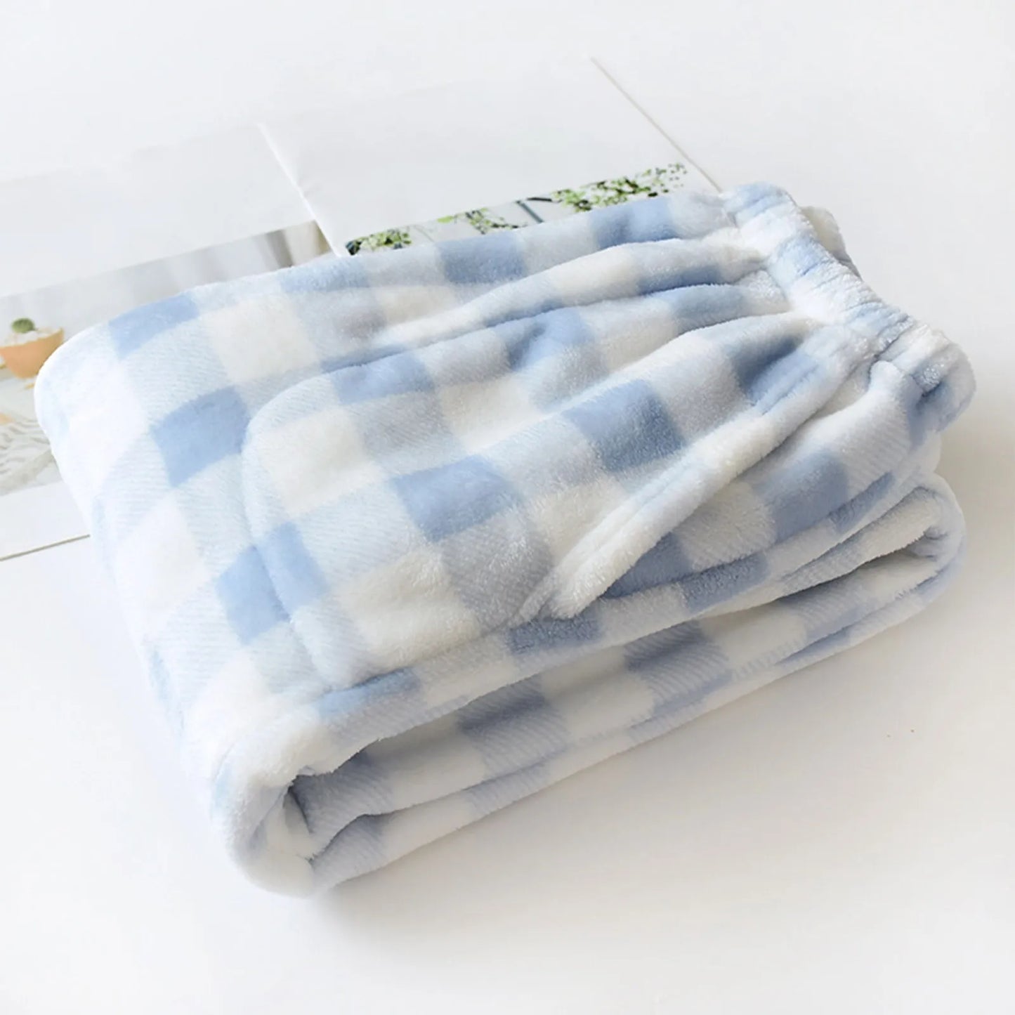 Women Loose Pajama Pants Plush Sleep Pants Soft Elastic Waist Pajama Bottoms Plaid New Classics Pants With 2 Pockets S-3XL