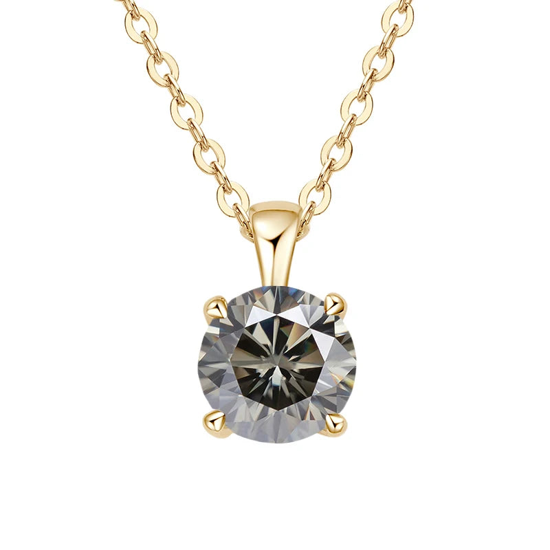 JoyceJelly Classic Four Prong 1ct Moissanite Necklace Women's 925 Sterling Silver Plated 18k Gold Pendant Luxury Fine Jewelry
