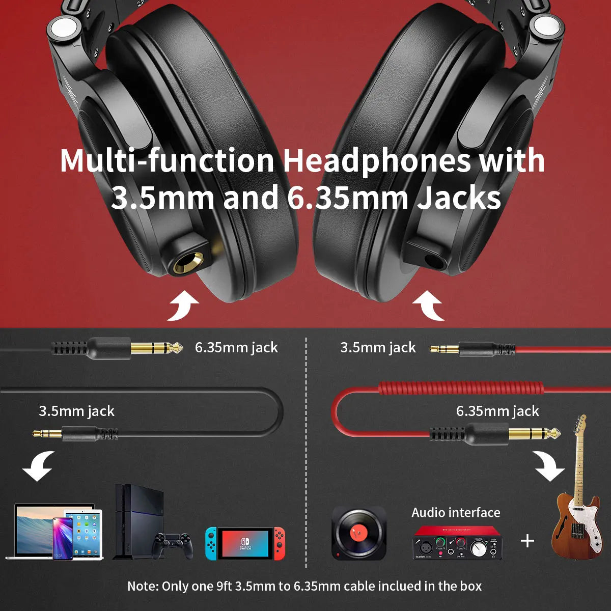 Oneodio A71 Wired Over Ear Headphone With Mic Studio DJ Headphones Professional Monitor Recording & Mixing Headset For Gaming