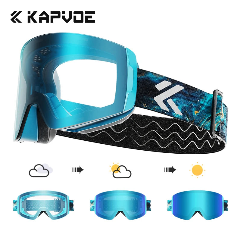 KAPVOE Winter Outdoor Ski Goggles Double Magnet Adsorpt Layers UV400 Anti-fog Coatings Snowmobile Snowboard Skiing Men Women