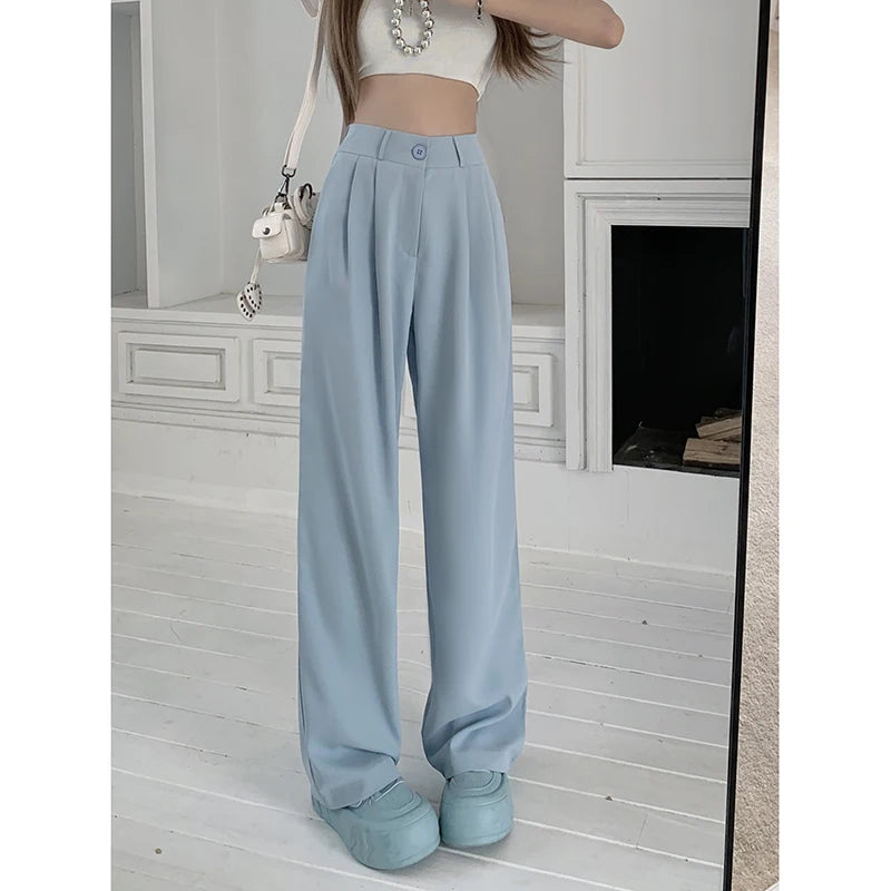 plus Size Women's Casual Wide Leg Pants High Waist Slimming Trousers Versatile Spring Faion Korean Sle Commute Pants