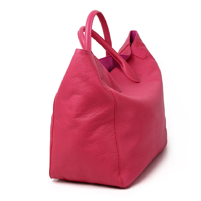 Casual Huge Black Brown Yellow Red Khaki Blue Top Grain Genuine Leather A4 Women Handbag Female Tote Shoulder Shopping Bag M9940