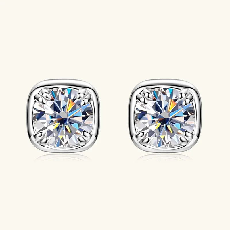 Lnngy Sparkling 6.5MM 1CT Moissanite Earrings For Women Certified 925 Sterling Silver Square Shape Stud Earring 2025 New Jewelry
