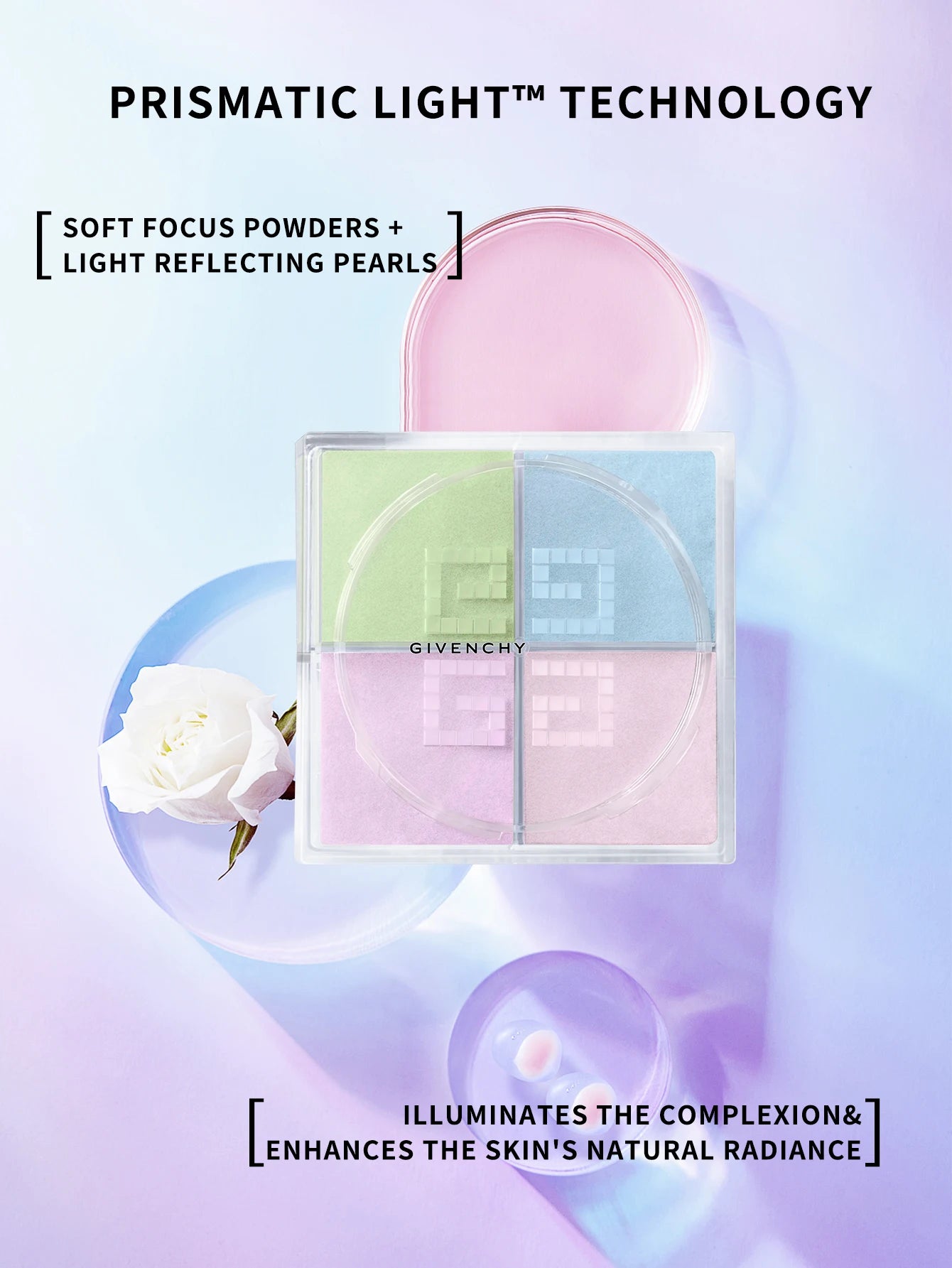 Givenchy Prisme Libre Mat-finish & Enhanced Radiance Loose Powder-4 in 1 Harmony #1 Mousseline Pastel 0.42 oz./4x3g