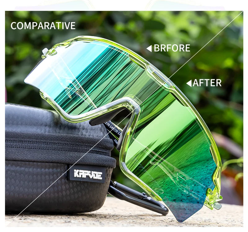 Kapvoe new Outdoor Photochromic Sunglasses Bicycle Cycling Glasses MTB Road Bike Eyewear Women Man Sports Hiking UV400 Goggles