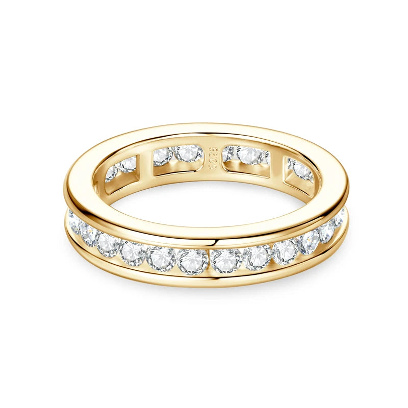 Lnngy 2.5mm Moissanite Diamond Rings Certified 925 Sterling Silver Eternity Band For Women Couples Wedding Ring Jewelry Gift